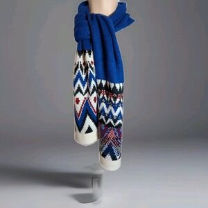 Old Navy Fair Isle Scarf Blue/White/ Multicolor 62" L X  10"W New With Tags